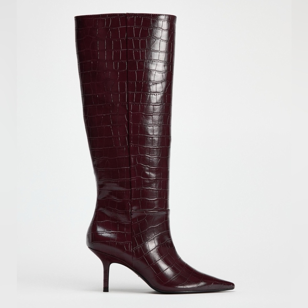 Zara Thin Heel Embossed Boots